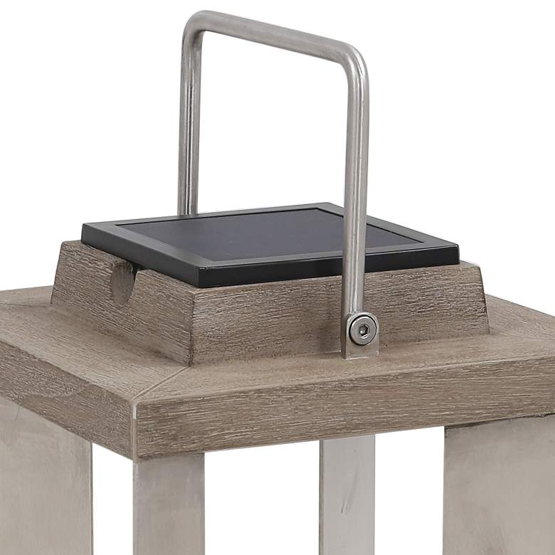 Image 2 Blade 14 1/2" High Weathered Teak Wood LED Solar Lantern more views