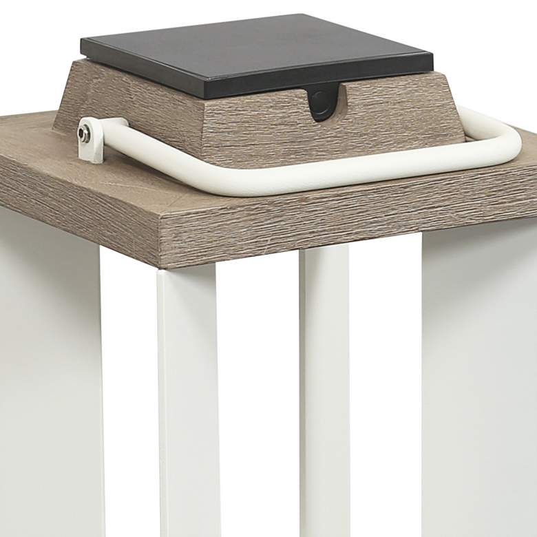 Image 2 Blade 14 1/2"H White Weathered Teak Wood LED Solar Lantern more views