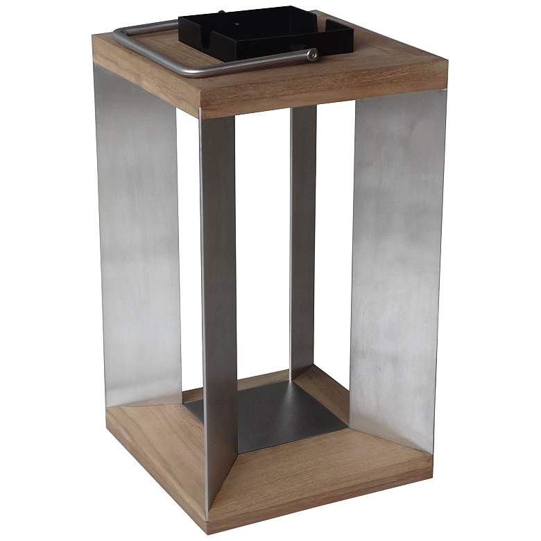 Image 1 Blade 18 1/2" High Teak Wood LED Solar Outdoor Lantern