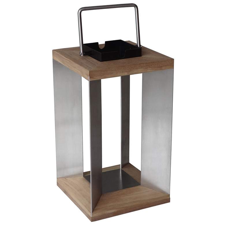 Image 3 Blade 18 1/2" High Teak Wood LED Solar Outdoor Lantern more views
