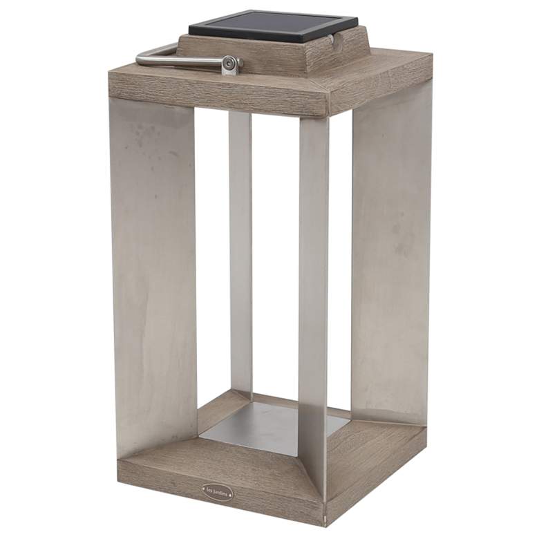 Image 1 Blade 18 1/2" High Weathered Teak Wood LED Solar Lantern