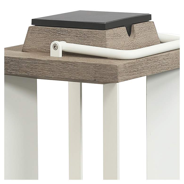 Image 2 Blade 18 1/2"H White Weathered Teak Wood LED Solar Lantern more views