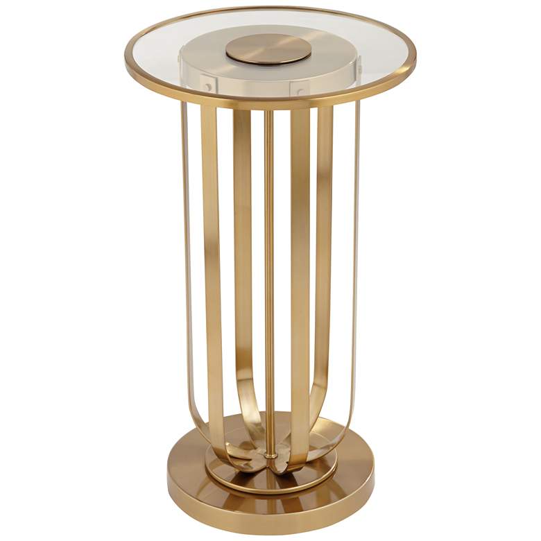 Image 2 Blaine 14 inch Wide Gold Metal and Glass Accent Table