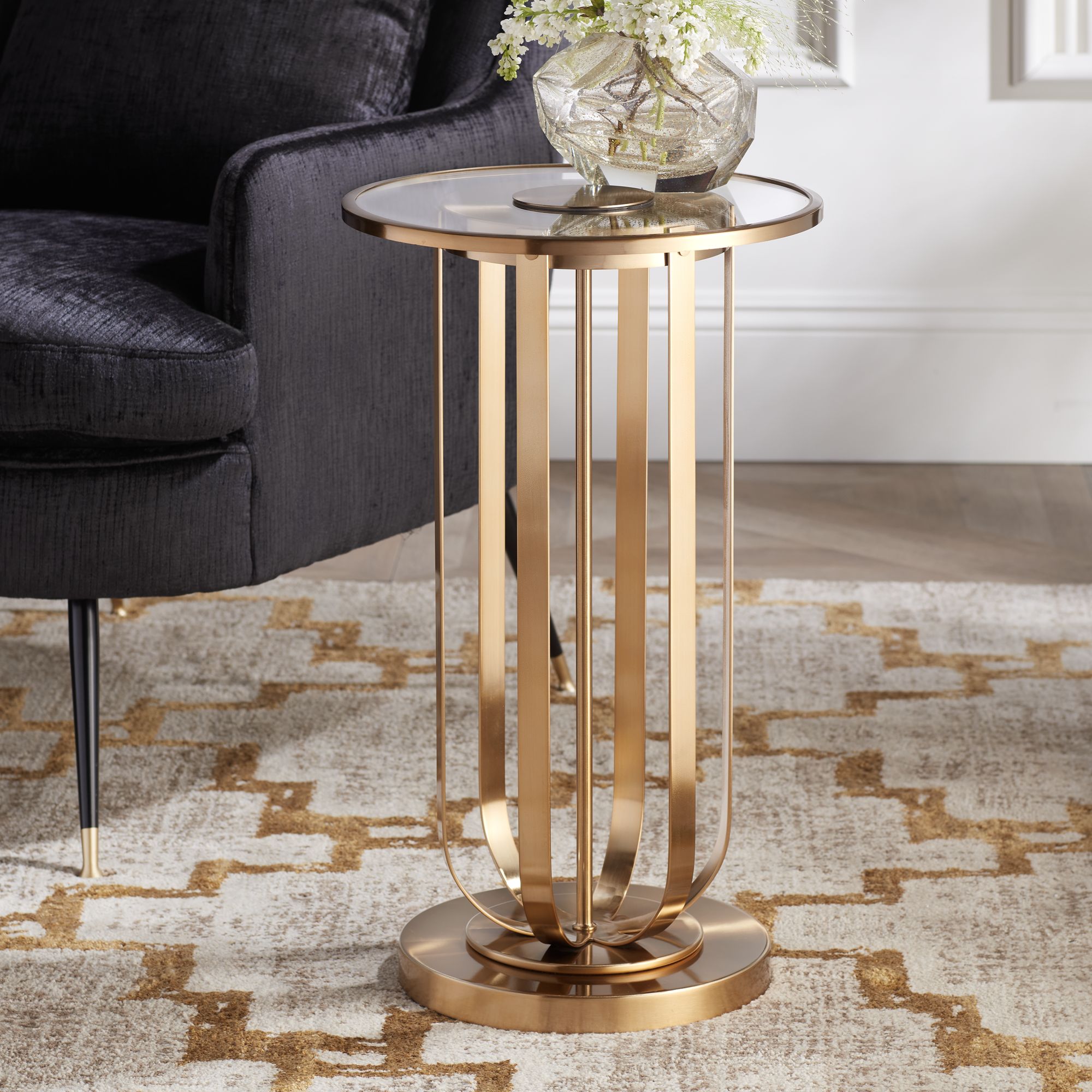 Gold and deals glass accent table