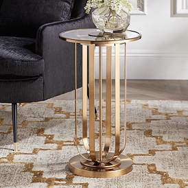 Image1 of Blaine 14" Wide Gold Metal and Glass Accent Table