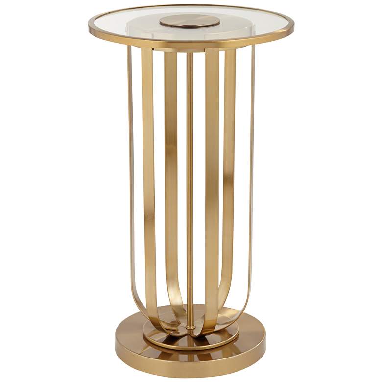 Image 6 Blaine 14 inch Wide Gold Metal and Glass Accent Table more views