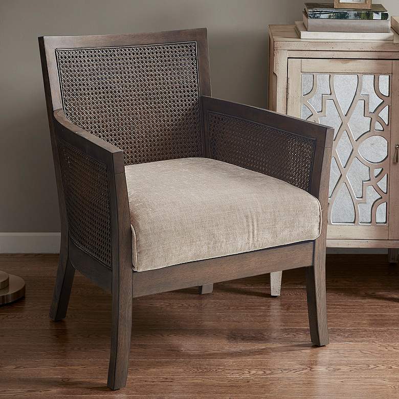 Image 1 Blaine Medium Coffee Wood and Cane Accent Chair