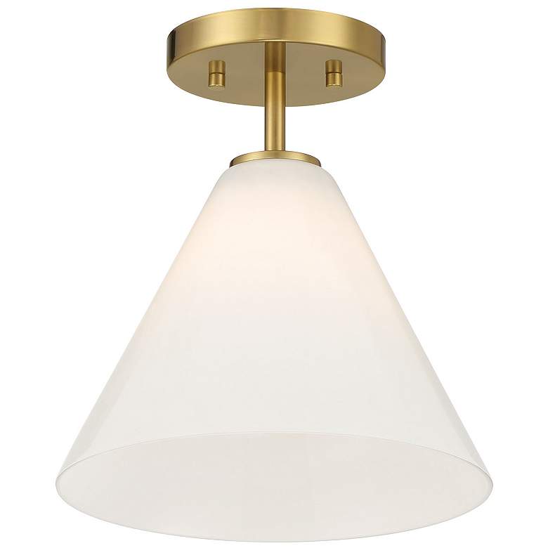 Image 3 Blair 1-Light Mini-Pendant or Semi-Flush in Warm Brass more views