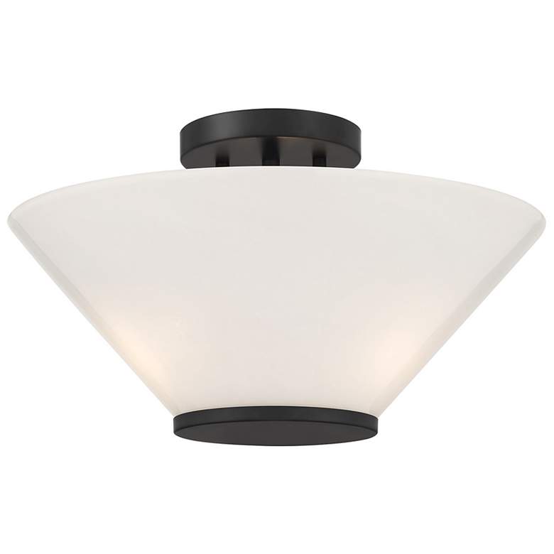 Image 3 Blair 3-Light Convertible Semi-Flush or Pendant in Matte Black more views