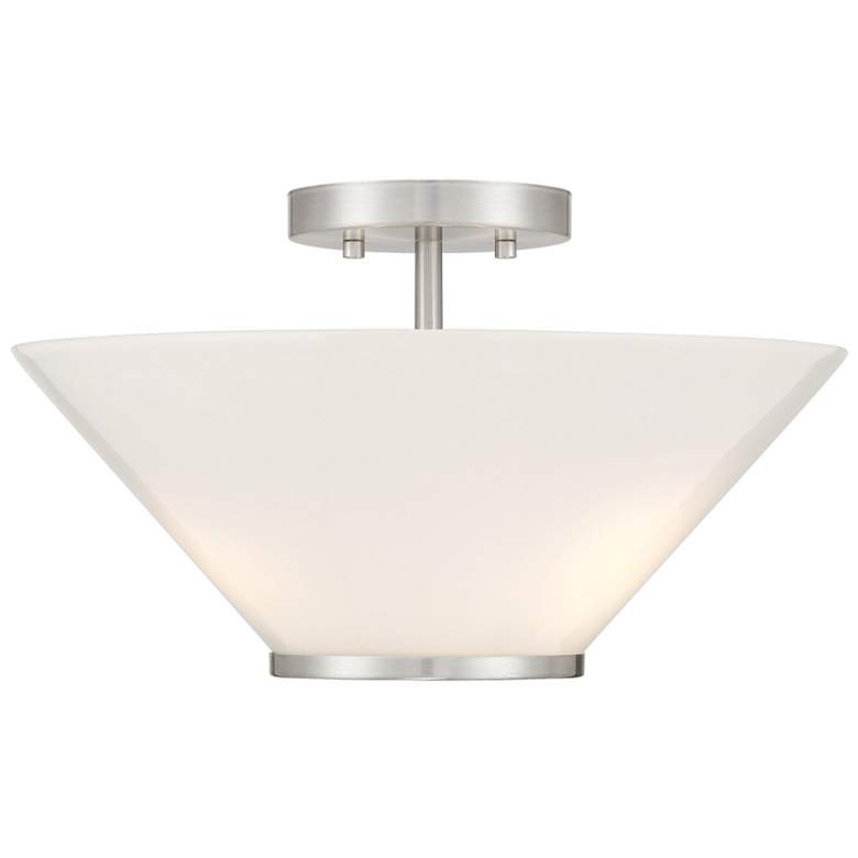 Image 1 Blair 3-Light Convertible Semi-Flush or Pendant in Satin Nickel