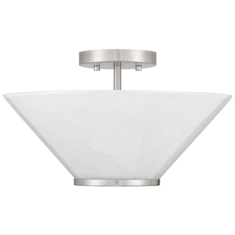 Image 2 Blair 3-Light Convertible Semi-Flush or Pendant in Satin Nickel more views