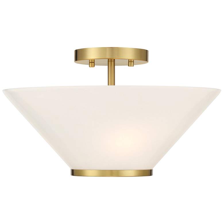 Image 1 Blair 3-Light Convertible Semi-Flush or Pendant in Warm Brass