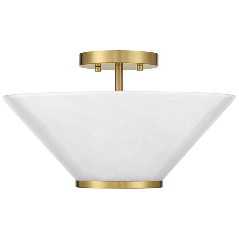 Image 2 Blair 3-Light Convertible Semi-Flush or Pendant in Warm Brass more views