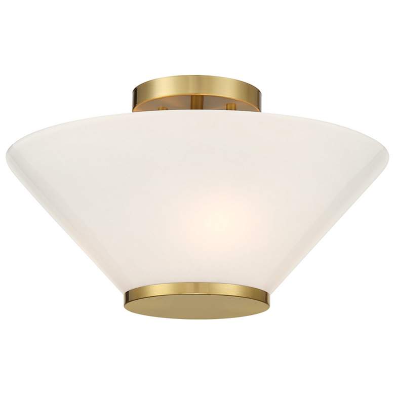 Image 3 Blair 3-Light Convertible Semi-Flush or Pendant in Warm Brass more views