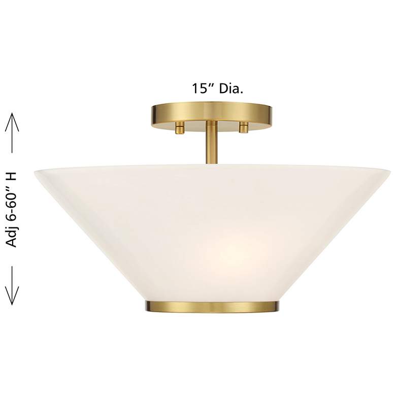 Image 6 Blair 3-Light Convertible Semi-Flush or Pendant in Warm Brass more views