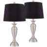 Blair Brushed Nickel Metal Black Shade Table Lamps Set of 2