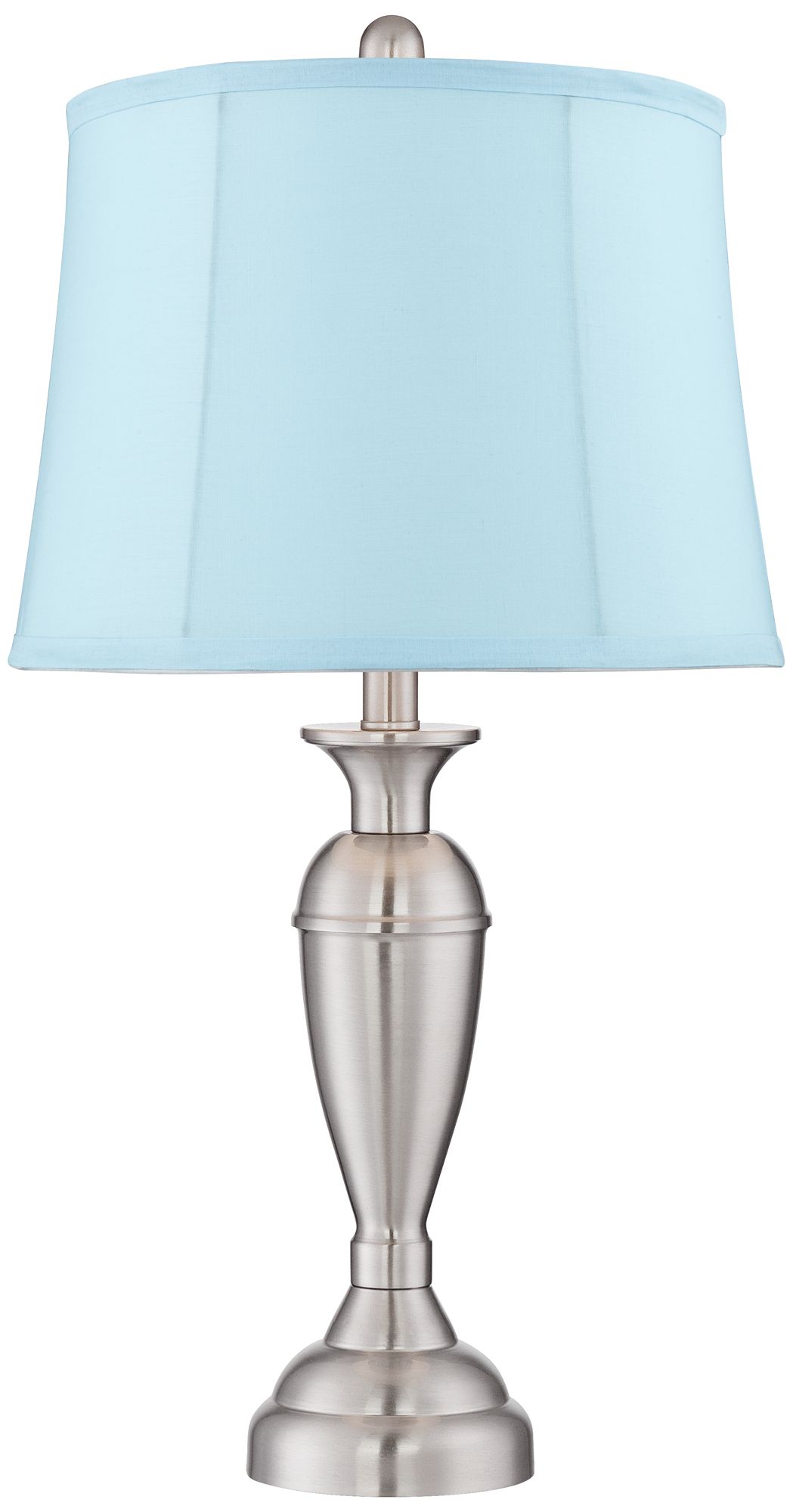 Blair Brushed Nickel Metal Blue Softback Table Lamps Set of 2 96N06