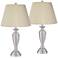 Blair Brushed Nickel Metal Lamps with Ivory Linen Pleated Shades Set of 2