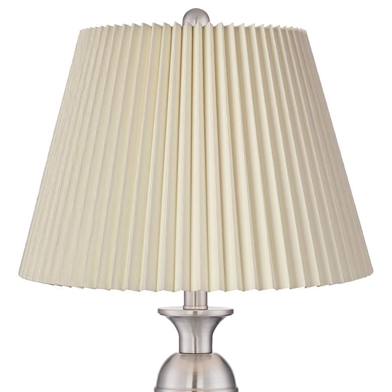 Image 2 Blair Brushed Nickel Metal Lamps with Ivory Linen Pleated Shades Set of 2 more views
