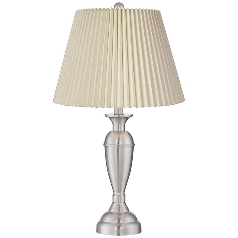 Image 4 Blair Brushed Nickel Metal Lamps with Ivory Linen Pleated Shades Set of 2 more views