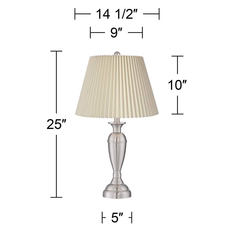 Image 5 Blair Brushed Nickel Metal Lamps with Ivory Linen Pleated Shades Set of 2 more views