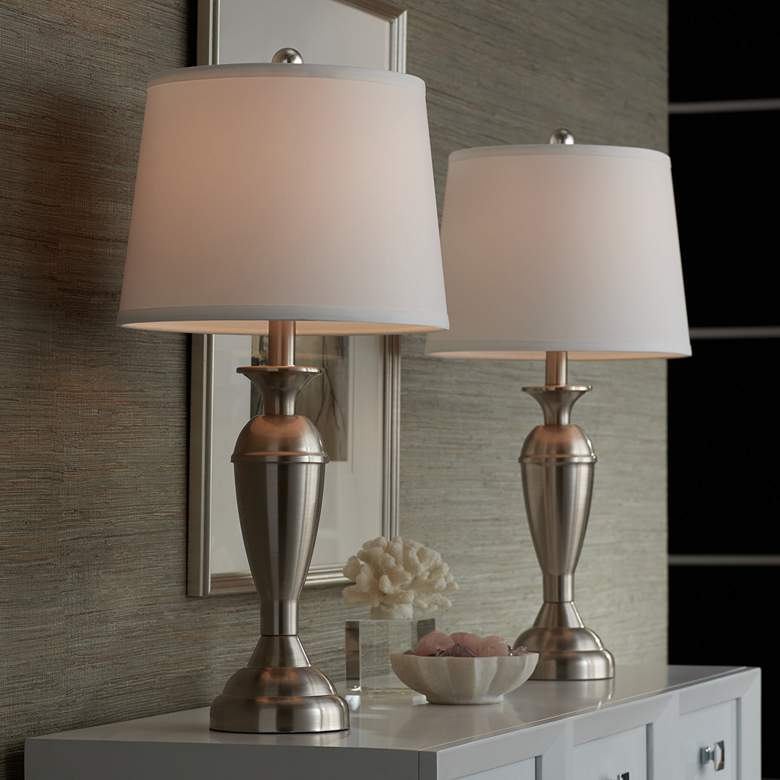 Image 7 Blair Brushed Nickel Table Lamps Set of 2 with Smart Sockets more views