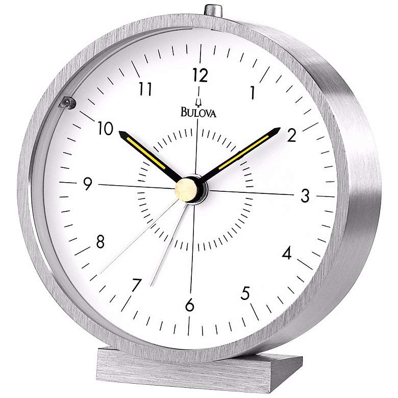 Image 1 Blair Tabletop 4 inch High Aluminum Bulova Alarm Clock