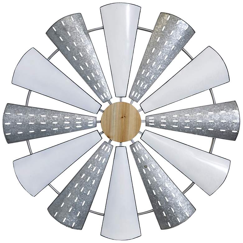 Image 1 Blaire Windmill 42 inch Wide Round Metal Wall Art