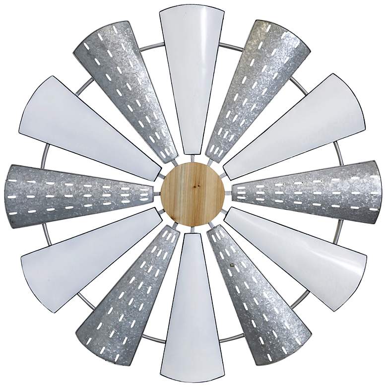 Image 1 Blaire Windmill 42" Wide Round Metal Wall Art