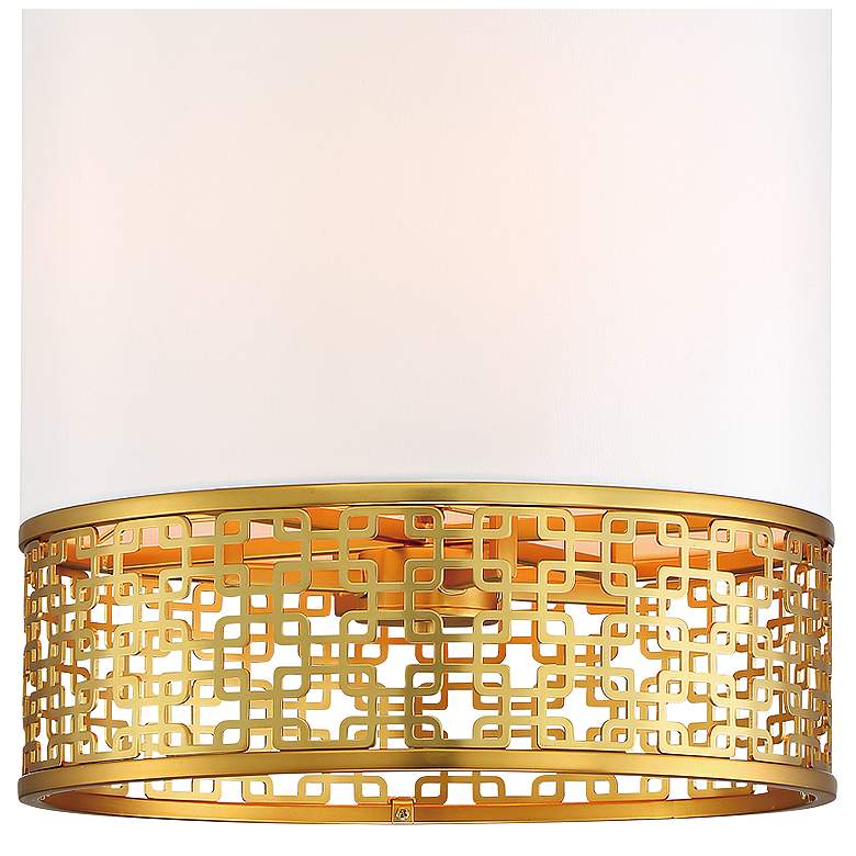 Image 3 Blairmoor 14"W Honey Gold and Faux Silk Foyer Pendant Light more views
