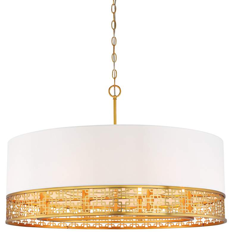 Image 2 Blairmoor 33 1/2" Wide Honey Gold and Faux Silk Pendant Light