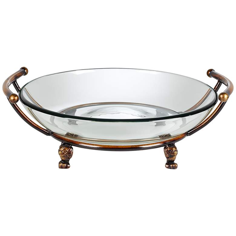 Image 1 Blaise 17 inch Wide Bronze Stand with Clear Glass Bowl