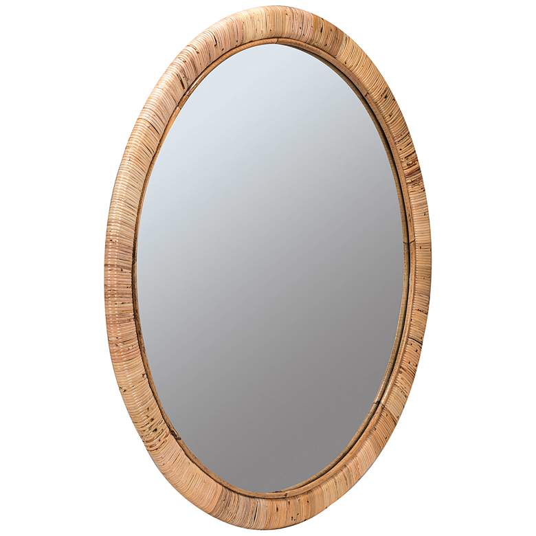 Image 4 Blaise Natural Rattan 34 3/4 inch Round Wall Mirror more views