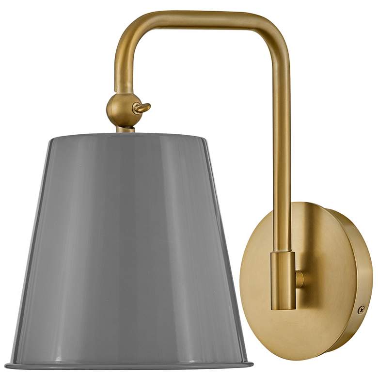 Image 1 Blake 11 3/4"H Lacquered Brass with French Gray Wall Sconce