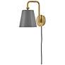 2_Blake 11 3/4"H Lacquered Brass with French Gray Wall Sconce more views