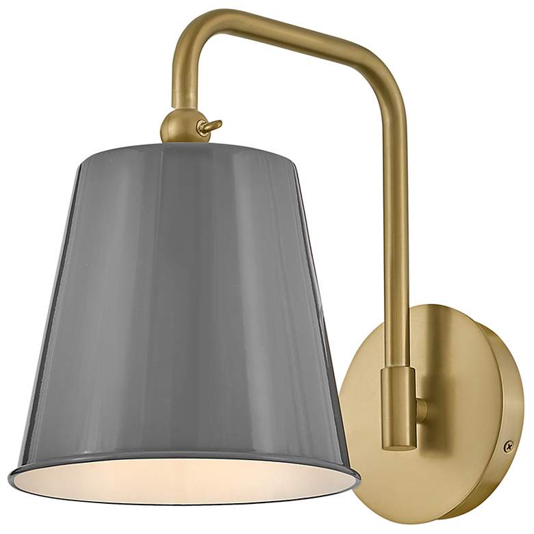 Image 3 Blake 11 3/4"H Lacquered Brass with French Gray Wall Sconce more views