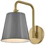 3_Blake 11 3/4"H Lacquered Brass with French Gray Wall Sconce more views