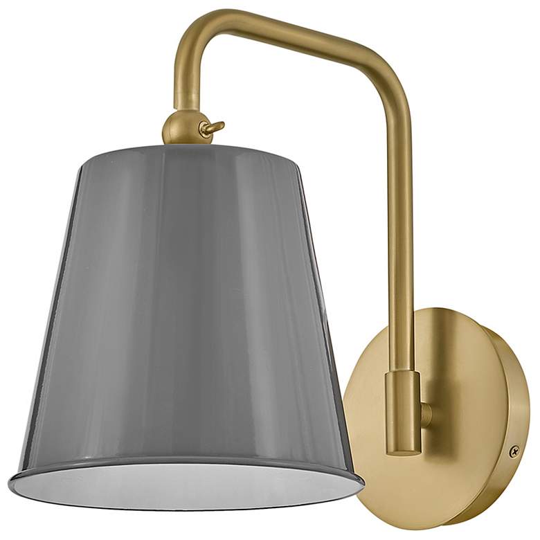Image 4 Blake 11 3/4"H Lacquered Brass with French Gray Wall Sconce more views