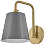 4_Blake 11 3/4"H Lacquered Brass with French Gray Wall Sconce more views
