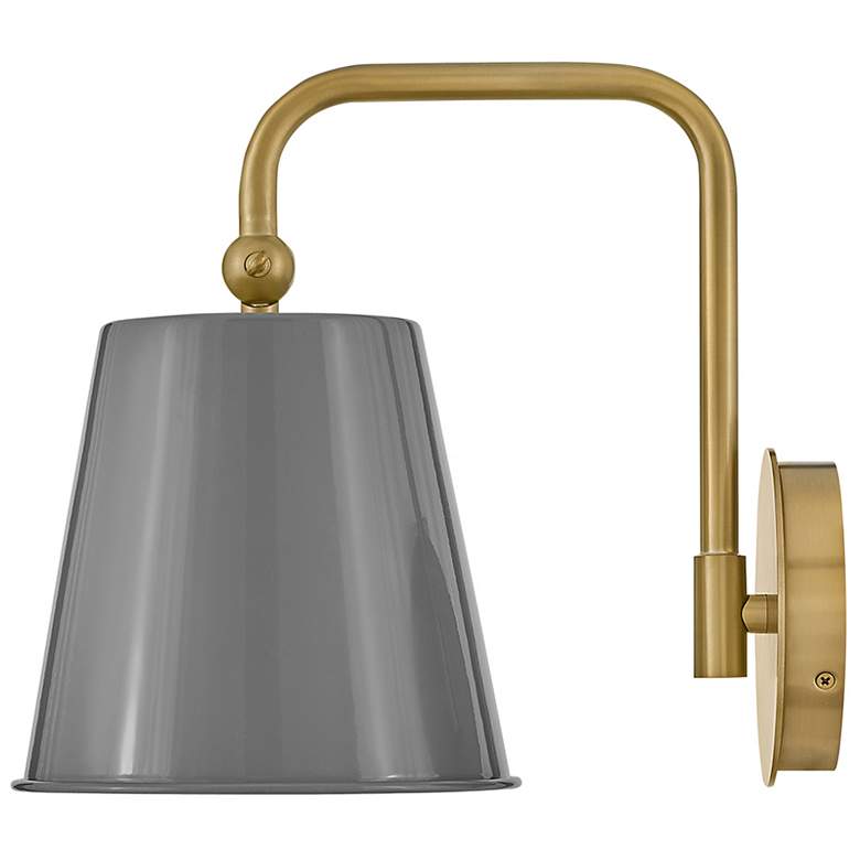 Image 5 Blake 11 3/4"H Lacquered Brass with French Gray Wall Sconce more views