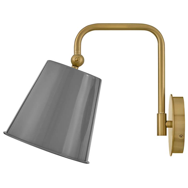 Image 6 Blake 11 3/4"H Lacquered Brass with French Gray Wall Sconce more views