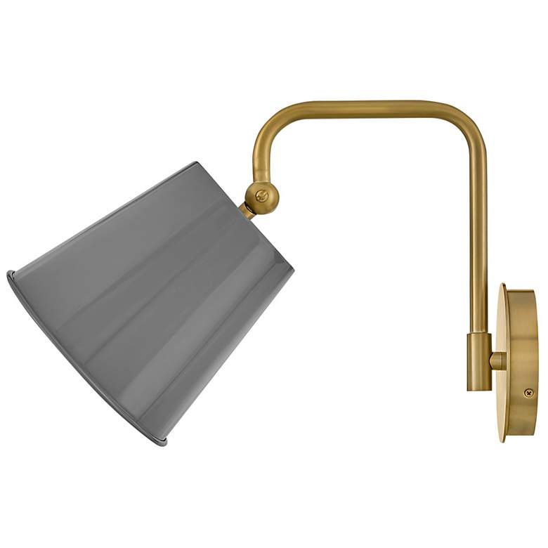 Image 7 Blake 11 3/4"H Lacquered Brass with French Gray Wall Sconce more views