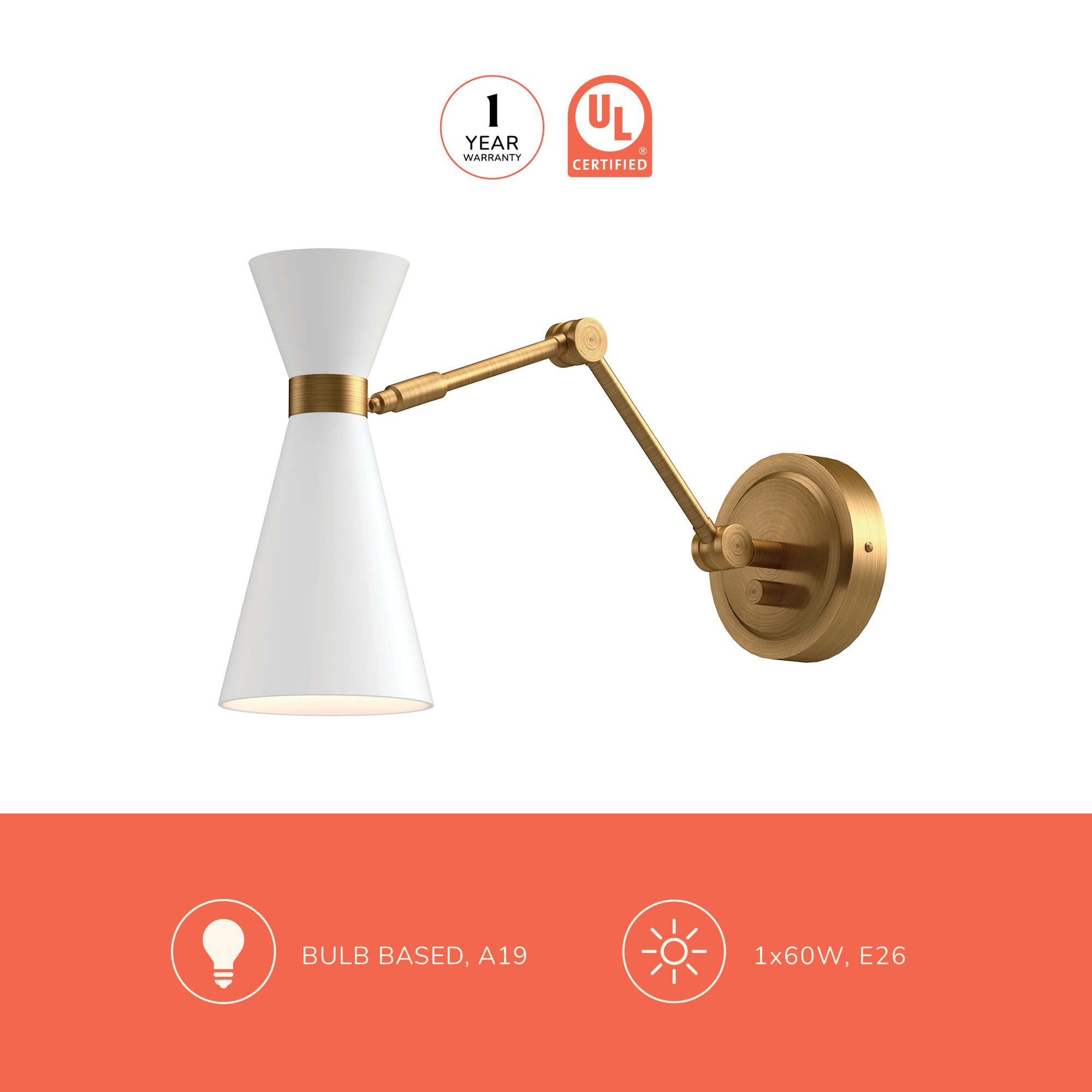 Image 3 Blake 12 1/4" High Aged Gold Wall Sconce with White Shade more views