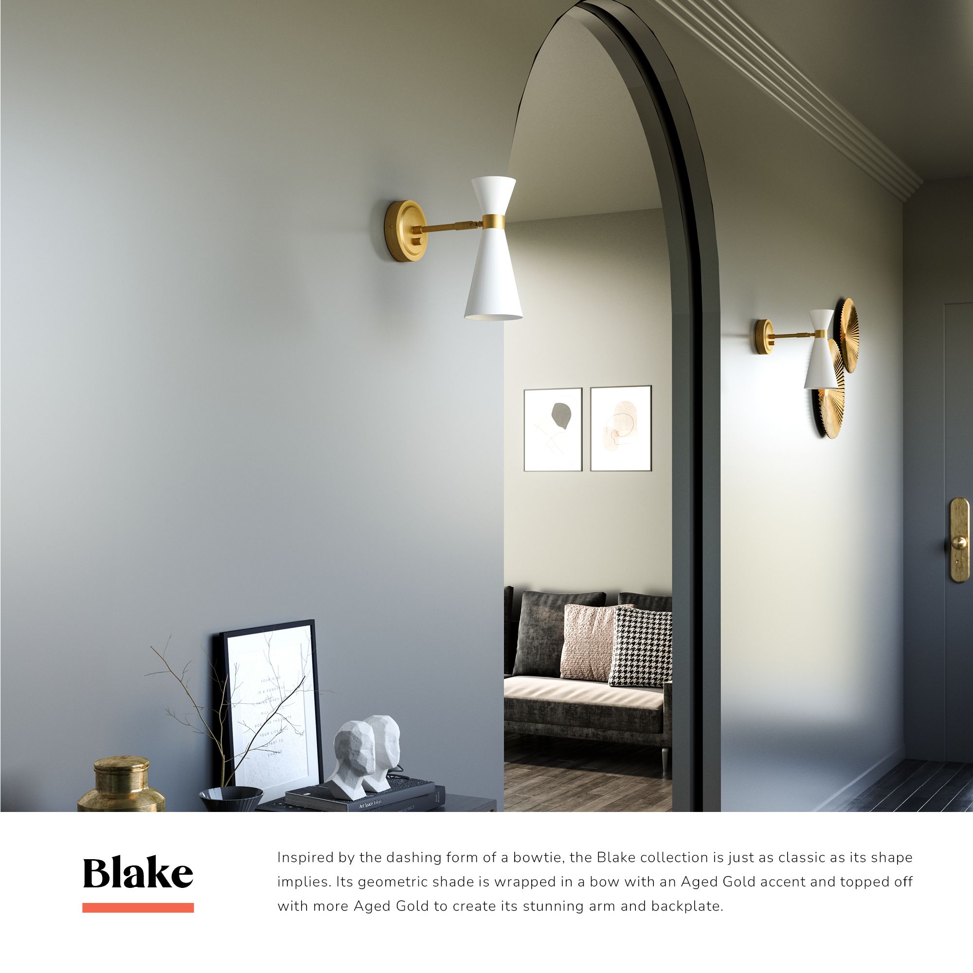 Image 2 Blake 14 1/4" High Aged Gold and Black Wall Sconce more views
