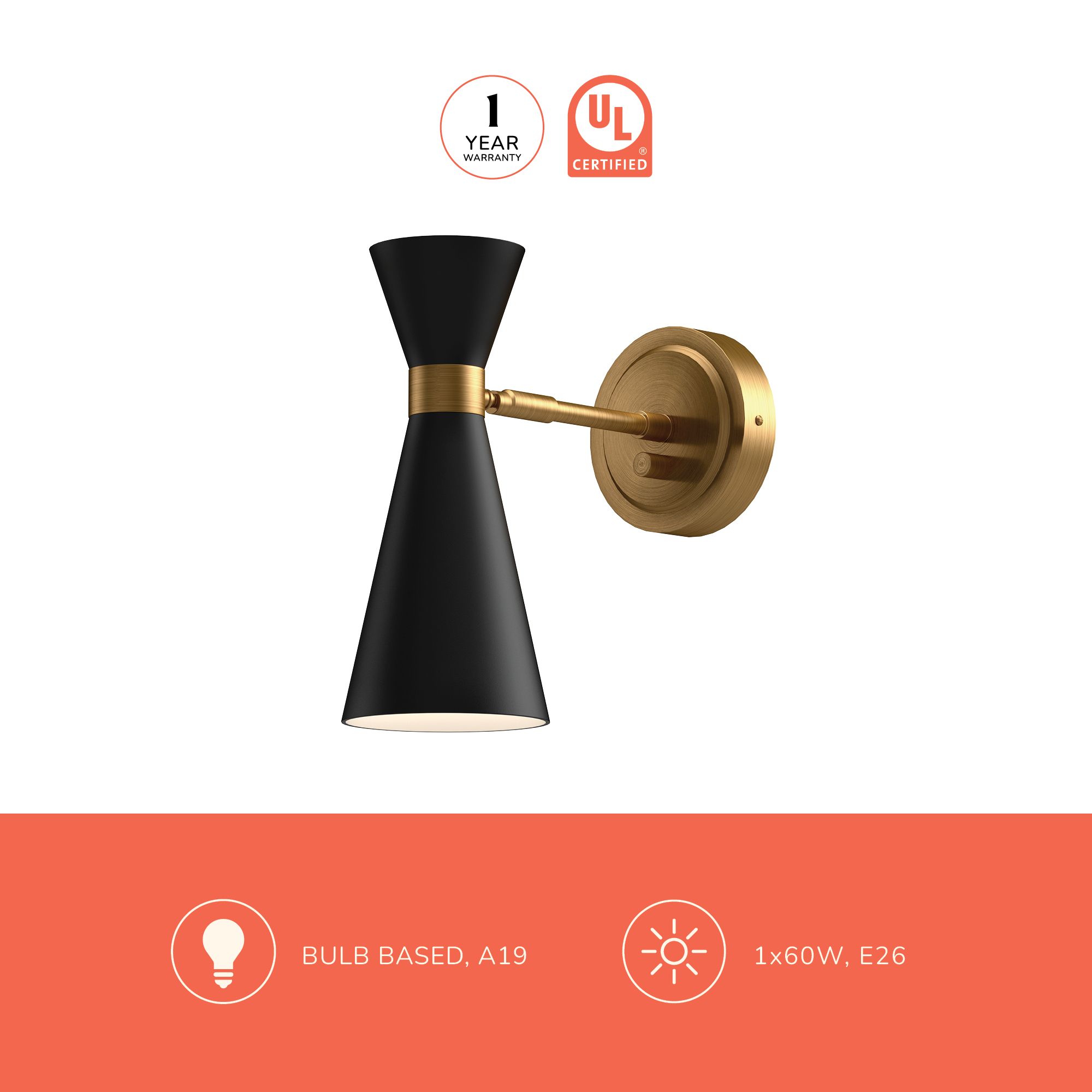 Image 3 Blake 14 1/4" High Aged Gold and Black Wall Sconce more views