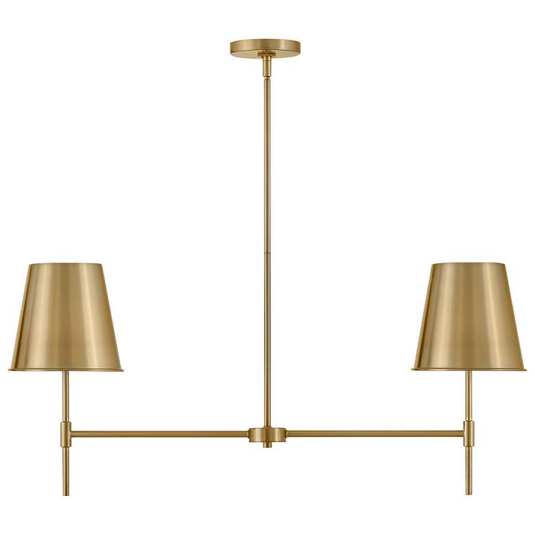 Image 1 Blake 36" Wide Lacquered Brass 2-Light Linear Pendant