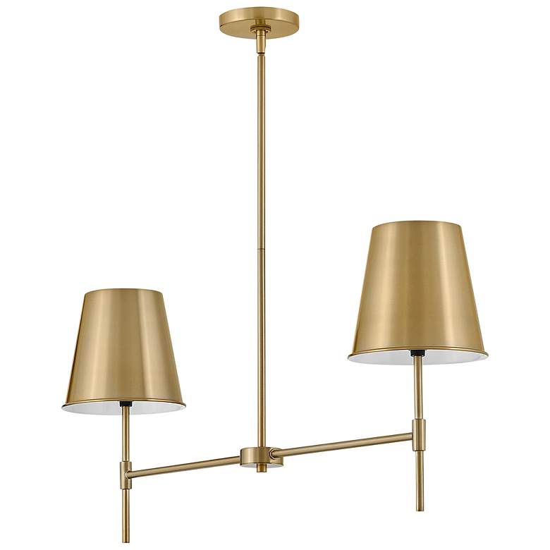 Image 3 Blake 36" Wide Lacquered Brass 2-Light Linear Pendant more views