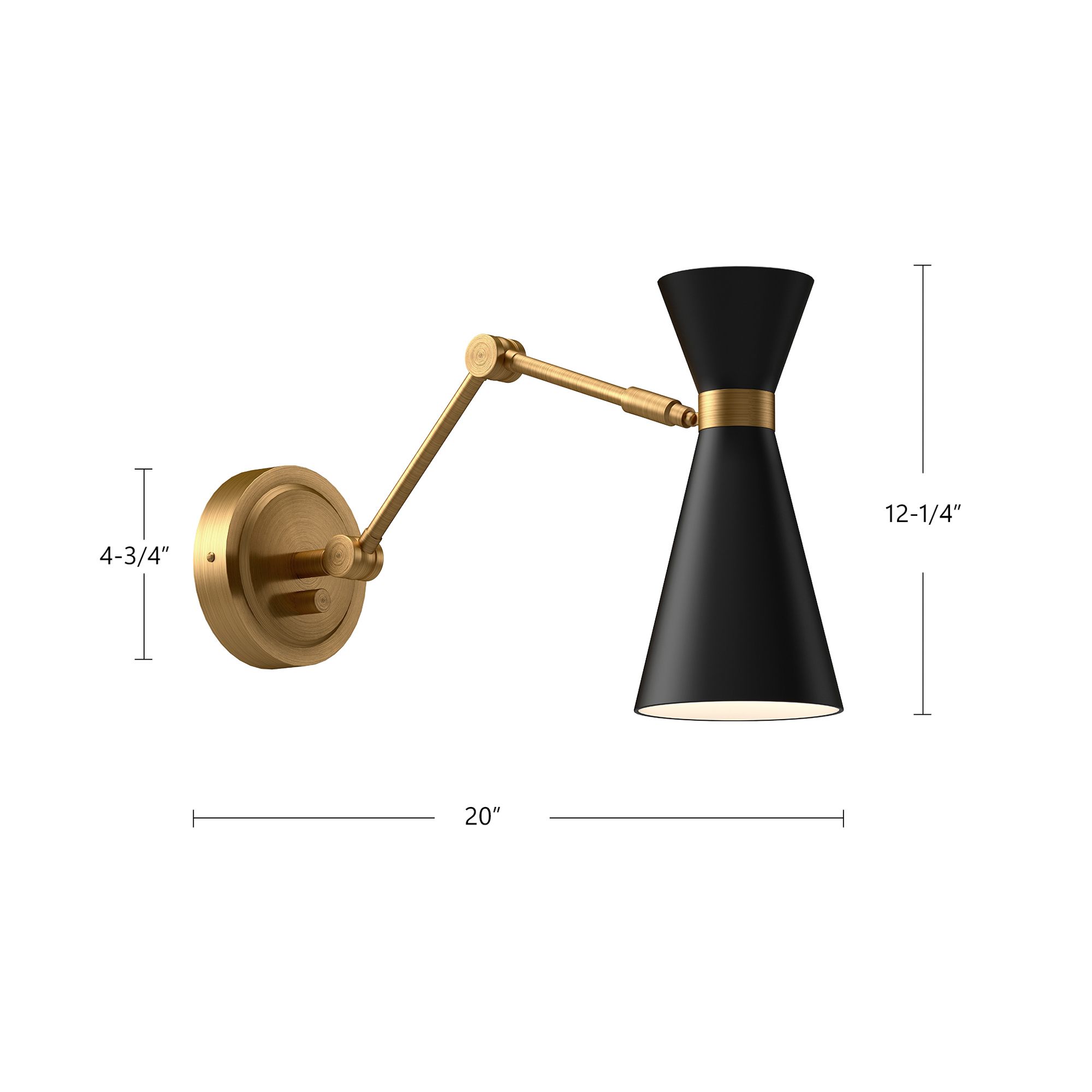 Image 5 Blake Aged Gold with Matte Black Swing Arm Wall Lamp more views