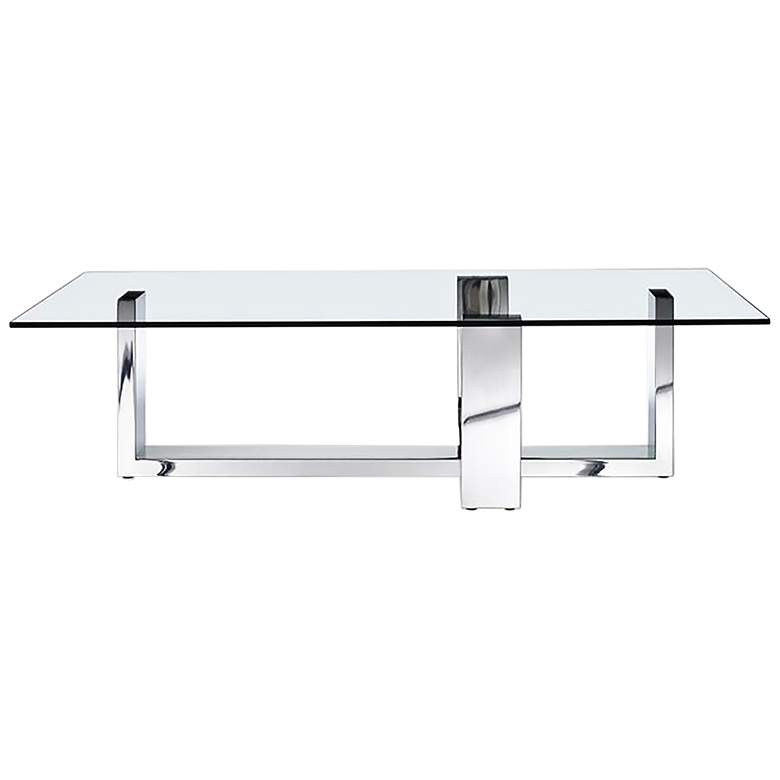Image 1 Blake Clear Glass and Polished Stainless Steel Coffee Table