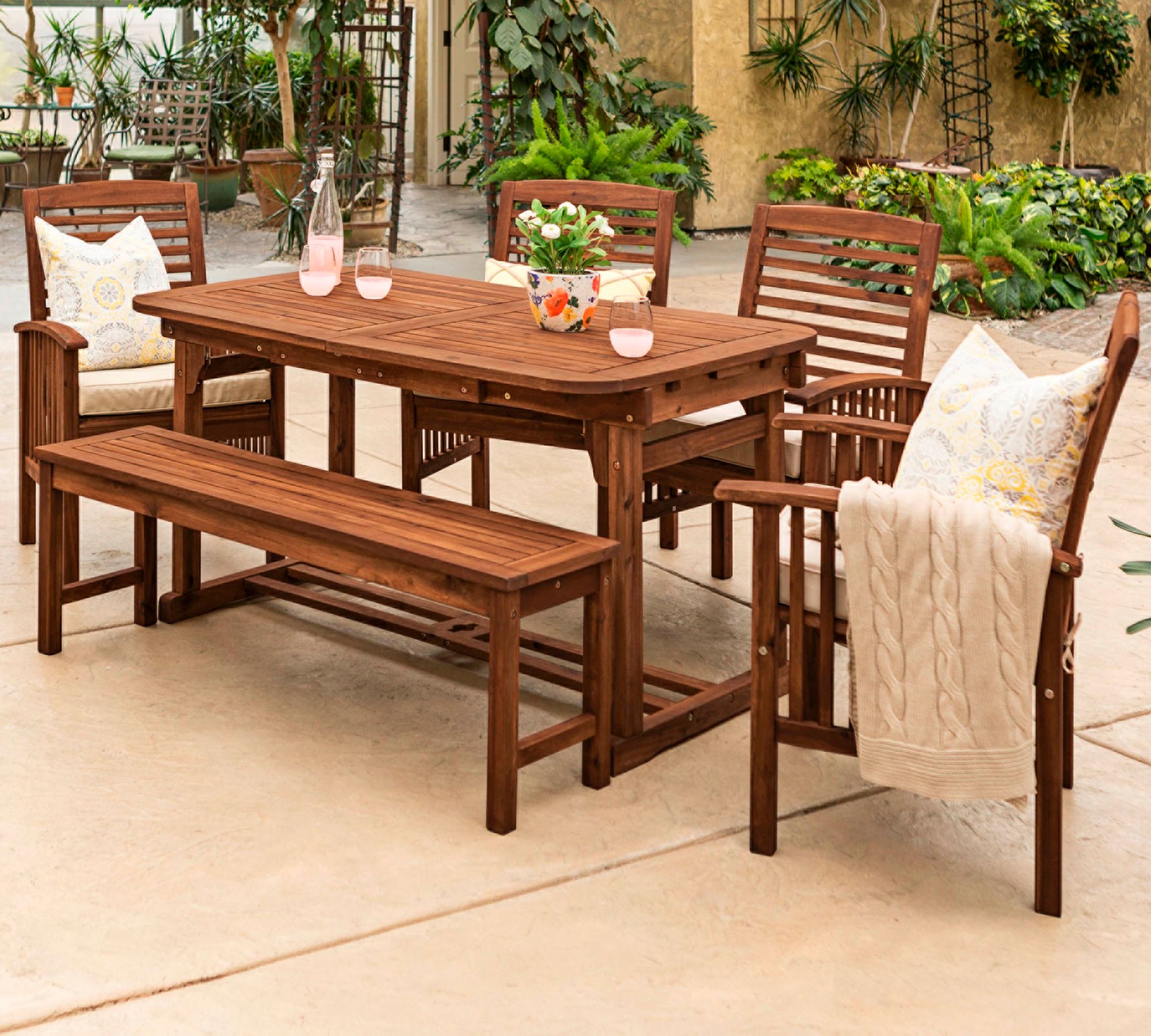 Blake Dark Brown 6 Piece Patio Dining Set with Cushions